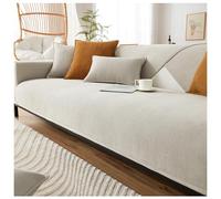 NUODWELL Housse de canapé en chenille à chevrons 1/2/3/4 places - Protection universelle antidérapante en forme de L, pour salon (beige, 90 x 210 cm)