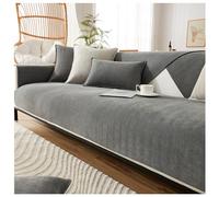 NUODWELL Housse de canapé en chenille à chevrons 1/2/3/4 places - Protection universelle antidérapante en forme de L, pour salon, gris foncé, 90 x 120 cm