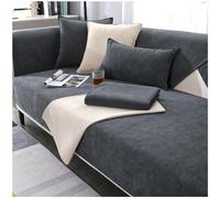 NUODWELL Housse de canapé en chenille douce 1/2/3/4 places - Antidérapante et texturée - Lavable - Protection de meubles pour salon (gris foncé, 90 x 210 cm)