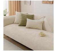 NUODWELL Housse de canapé en chenille souple 1/2/3/4 places universelle antidérapante en forme de L, épaisse, matelassée et lavable pour salon (beige-B, 110 x 240 cm)
