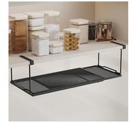 NUODWELL Panier de rangement extensible sous étagère, étagère suspendue sous placard, organiseur en maille métallique réglable pour cuisine, bureau, garde-manger (noir)