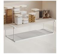 NUODWELL Panier de rangement extensible sous étagère, étagère suspendue sous placard, organiseur réglable en maille métallique pour cuisine, bureau, garde-manger (blanc)