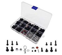 Nuofan 500 pièces Kits de vis de Voiture RC M3 / M4 / E Boucle/Boucle de Coque/écrous de vis/vis hexagonales/Bouchons Kit d'outils de réparation RC pour Voitures RC à l'échelle HSP/Wltoys/Traxxa