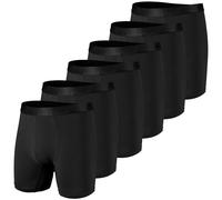 Nuofengkudu Boxer Homme Sport Calecon Ouvert Poche Boxer Anti Frottement Caleçon Elasthane Polyester Flex Respirant Confort Ado Stretch Fitted sous Vetement Running Cadeau Lot de 6 Noir L