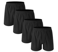 Nuofengkudu Caleçon Homme Ample Boxer Stretch Coton Respirant Unisexe Pyjama Short de Nuit Confort Uni Mens Underwear Ceinture Élastique Classique sous Vetement Lot de 4 Noir XL