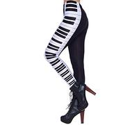 Nuofengkudu Femme Imprimé Legging Taille Haute Opaque Seamless Slim Stretch Leger Yoga Pantalon Fashion Coloré Collant Fitness（Noir Piano,Taille Unique）