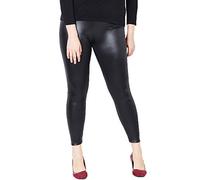 Nuofengkudu Femme Simili Cuir Legging Grande Taille Elastique sans Couture Collant Taille Haute Confortable Fitness Pantalon Opaque Casual Fashion(Noir,6XL)