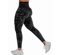 Nuofengkudu Femmes Motif Cargo Leggings Taille Haute Slim Push up 4 Poches Elastique Opaque Doux Pantalon Confortable Jogging Fitness Running Jogging Sport Workout Randonnée Yoga Pants Z-Noir A S