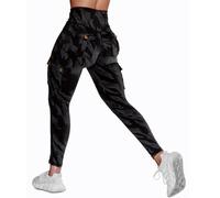 Nuofengkudu Femmes Motif Cargo Leggings Taille Haute Slim Push up 4 Poches Elastique Opaque Doux Pantalon Confortable Jogging Fitness Running Jogging Sport Workout Randonnée Yoga Pants Z-Noir B L