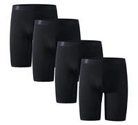 Nuofengkudu Grande Taille Long Boxer Homme Maille Soie Glacée Cool Calecon Respirant Mesh Confort sous-Vêtements Anti Frottement Elastique Pouch Culottes Flex Underpants Underwear 4 Pack-Noir 3XL