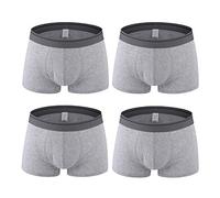 Nuofengkudu Homme 4 Pack Boxers Caleçons sous-vêtements Shorts Underwear Trunk Confortable Respirant Grande Taille Essential Elasticité Élégant Pantalons Courts Gris Clair Taille XXXL 104-113CM