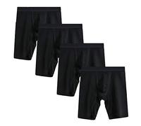 Nuofengkudu Homme Lot de 4 Longs Boxers sans Couture Caleçon Stretch sous-Vêtement Confortable Coton Respirant Culotte Absorbante Sport Underwear (Noir,M)