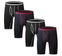 Nuofengkudu Homme Lot Pack De 4 Boxers Caleçons Jambe Longue sous-Vêtements Boxershorts Sensation Seconde Peau Underpants Panty Trunk Hipster Pantalons Courts(2 Nero/2 Blu) Taille S