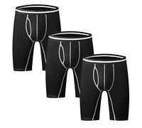 Nuofengkudu Hommes Lot Pack de 3 Boxers Caleçons Brief Long sous-vêtements Doux Coton Stretch Boxershorts Sports Shorts Trunks Culotte Underpants Underwear Cadeau Noir Taille XXL 94-104CM