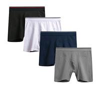 Nuofengkudu Hommes sans Couture Boxer Long Seamless Calecons Cotton Caleçons Doux Flex Respirant sous-Vêtements Anti Irritations Sport Underwear Lot Pack de 4 Pack Noir/Gris/Bleu Marine/Blanc 2XL