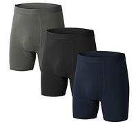 Nuofengkudu Hommes sans Couture Taille Haute Boxer Seamless Calecons Cotton Caleçons Doux Flex Respirant sous-Vêtements Anti Irritations Sport Running Underwear Lot Pack de 3 Noir Gris Bleu 2XL