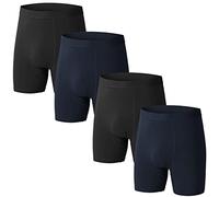 Nuofengkudu Hommes sans Couture Taille Haute Boxer Seamless Calecons Cotton Caleçons Doux Flex Respirant sous-Vêtements Anti Irritations Sport Running Underwear Lot Pack de 4 2 Bleu 2 Noir 2XL