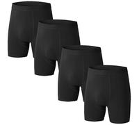 Nuofengkudu Hommes sans Couture Taille Haute Boxer Seamless Calecons Cotton Caleçons Doux Flex Respirant sous-Vêtements Anti Irritations Sport Running Underwear Lot Pack de 4 Noir M