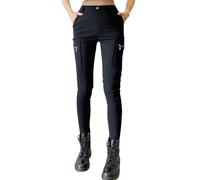 Nuofengkudu Noir Skinny Pantalon Cargo Femme Zippés Poches Elastique Taille Haute Stretch Coupe Slim Pull on Travail Combat Pantalones Legging Pratique Pants Jambe Fine Sportif Gothique XL