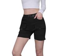 Nuofengkudu Petite Cargo Short Femme Pantalon Court Elastique Taille Haute 4 Poche Ete Travail Sport Leger Slim Ado Y2K Shorts Chic Gothique Vintage Classic Confort Decontracte Sport Noir M