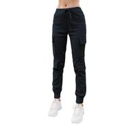 Nuofengkudu Petite Pantalon Poche Cargo Femme Ados Élastiquée Sarouel Jogging Taille Elastique Cheville Pantacourt Vintage Legers Classique Pants Fitness Detente Fashion Casual Noir XL