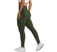 Nuofengkudu Push up Taille Haute Leggings Sport pour Femmes Elastique Opaque Doux Collant Pantalon avec Poche Cargo Fitness Running Jogging Sport Workout Yoga Pants Y-Vert Foncé XL