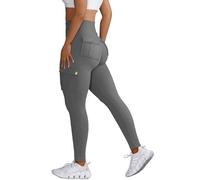 Nuofengkudu Push up Taille Haute Leggings Sport pour Femmes Elastique Opaque Doux Collant Pantalon avec Poche Cargo Fitness Running Jogging Sport Workout Yoga Pants Y-Gris Foncé M