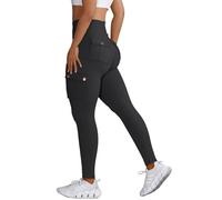 Nuofengkudu Push up Taille Haute Leggings Sport pour Femmes Elastique Opaque Doux Collant Pantalon avec Poche Cargo Fitness Running Jogging Sport Workout Yoga Pants Y-Noir M