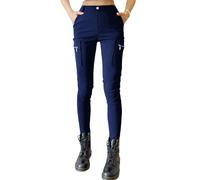 Nuofengkudu Skinny Pantalon Cargo Femme Zippés Poches Elastique Taille Haute Stretch Coupe Slim Pull on Travail Combat Pantalones Legging Pratique Pants Jambe Fine Sportif Gothique Bleu Marine 2XL