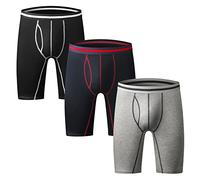 Nuofengkudu Uomo Lunghi Boxer Aderenti Cotone Grandes Tailles Boxershort Elastiche Sport Long Mutande Intimo Ouvert Calecon Anti Frottement Traspiranti Underwear Hipster 3 Pack Nero/Blu/Grau 5XL