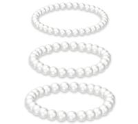 NUOGUAYI Bracelet de Perles pour Femmes, Élégant Bracelets de Perles Blanches, Bracelet Élastique en Perles Idée Cadeau pour Maman Femme Soeur Copine (3PCS)