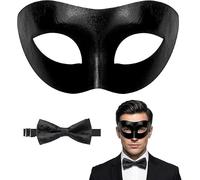 NUOGUAYI Masque Vénitien Homme, Masque Bal Masqué Noir avec Nœud Papillon | Masque Mascarade, Masque Carnaval Venise, Masque Soiree Bal Masqué pour Homme Halloween Mascarade Carnaval Fêtes Cosplay