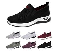 Nuoke Chaussures décontractées pour Femmes, Printemps, été et Automne, en Respirante, Simples, légères et Confortables, à Semelle Souple, à Enfiler, pour mères Noires Femmes