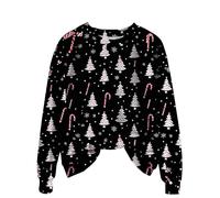 Nuoke Noel,Pull Noel Homme,Shirt décontracté à Manches Longues et col Rond pour Fille Robe Topss (Black, L)