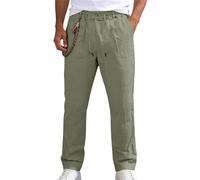 Nuoke Pantalon Cargo Homme,Survetement Homme,en Lin pour, d'été décontracté pour la Plage, Taille élastique, léger Portefeuille (Blackish Green, XXXL)