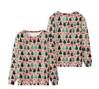 Nuoke Pull de Noel Femme,Pull Femme,Shirt de pour Fille, Shirt de, Chemises à Manches Longues, col du Cou Blouse Chimie Coton (Green, L)
