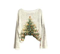 Nuoke Pull de Noel,pul Noel,Top tricoté à Manches Longues et col du Cou pour Fille, Tendance, idéal pour Les Sorties Quotidiennes Robe Combinaisons Filles (Beige, XL)