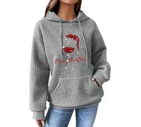 Nuoke Pull Femme,Pull de noël Femme,à Capuche décontracté à Manches Longues et col Rond pour Fille, imprimé Noël Pull Robe Capuche (Grey, M)