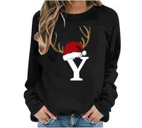 Nuoke Pull Femme,Pull Femme Noel Chic,Shirt à Manches Longues pour Fille, Motif Joyeux, décontracté, avec Slogan, pour Les Vacances d'hiver. Robe Bleu (Coffee, L)