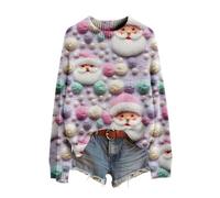 Nuoke Pull Femme,Pull Noel Chat,Tops de pour Filles 2025, Mignons et Confortables, col Rond, Manches Longues, Motif Renne, pour Les fêtes d'hiver Barboteuses Confortables pour Filles (Coffee, XL)
