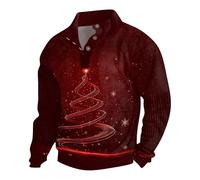 Nuoke Pull Moche de Noel Homme,Shirt de Xmas en Velours côtelé pour, imprimé Graphique Tendance,Manches Longues, col Montant Portefeuille Chasseur (Watermelon Red, XL)
