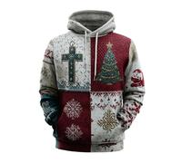 Nuoke Pull Plaid Homme, Amour à Xmas Joyeux et Oh Venez Laissez-Nous Chemises Vestes Capuche pour s (Khaki, L)