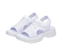 Nuoke sandale femme,sandale compensee femme eté,Women's Knit Breathable Soft Sole Walking Sandals Women's Sandals Bottes Hautes Noir (White, 41)