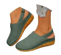 Nuoke sandales compensées femme,chaussures compensées fermées,Women's Sandals With Closed Toe And Buckle Closure For Beach Casual Wear In Plus Sizes Bottes Imperméables Neige (Green, 40)