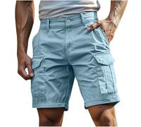 Nuoke Short Homme,Short Baggy Homme, décontractés à la pour Portefeuille Petite Taille (Sky Blue, S)