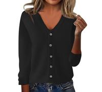 Nuoke Vetement Femme,Pull Femme col v,Womens Cardigan Sweaters Button Down V Neck Knit Sweater Lightweight Comfy Open Front Cardigan Coats W/Pockets Chandails Blancs pour (Black, S)