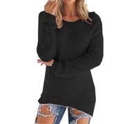 Nuoke Vetement Femme,Pull Leopard Femme,Women's Fashionable Long Sleeve Overs Loose Fuzzy Jumper Sweater Combinaison Grande Taille (Black, M)