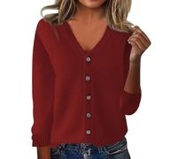 Nuoke Vetement Femme,Pull Thermique Femme,Womens Cardigan Sweaters Button Down V Neck Knit Sweater Lightweight Comfy Open Front Cardigan Coats W/Pockets Chandails Blancs pour (RD2, XXL)