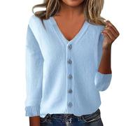Nuoke Vetement Femme,Vetement Femme,Womens Cardigan Sweaters Button Down V Neck Knit Sweater Lightweight Comfy Open Front Cardigan Coats W/Pockets Chandails Blancs pour (BU2, XXL)