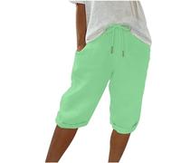 Nuoke Women's Summer Long Solid Color Cotton Linen Straight Leg Loose Casual Pants Pantalon Noir Stretch_1